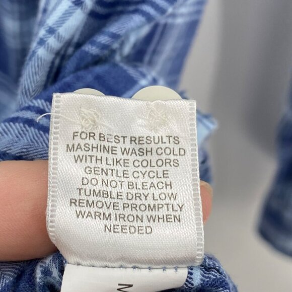 Peter Millar Button Down Long Sleeve Blue Plaid Shirt Men's Size XL - Picture 3 of 4